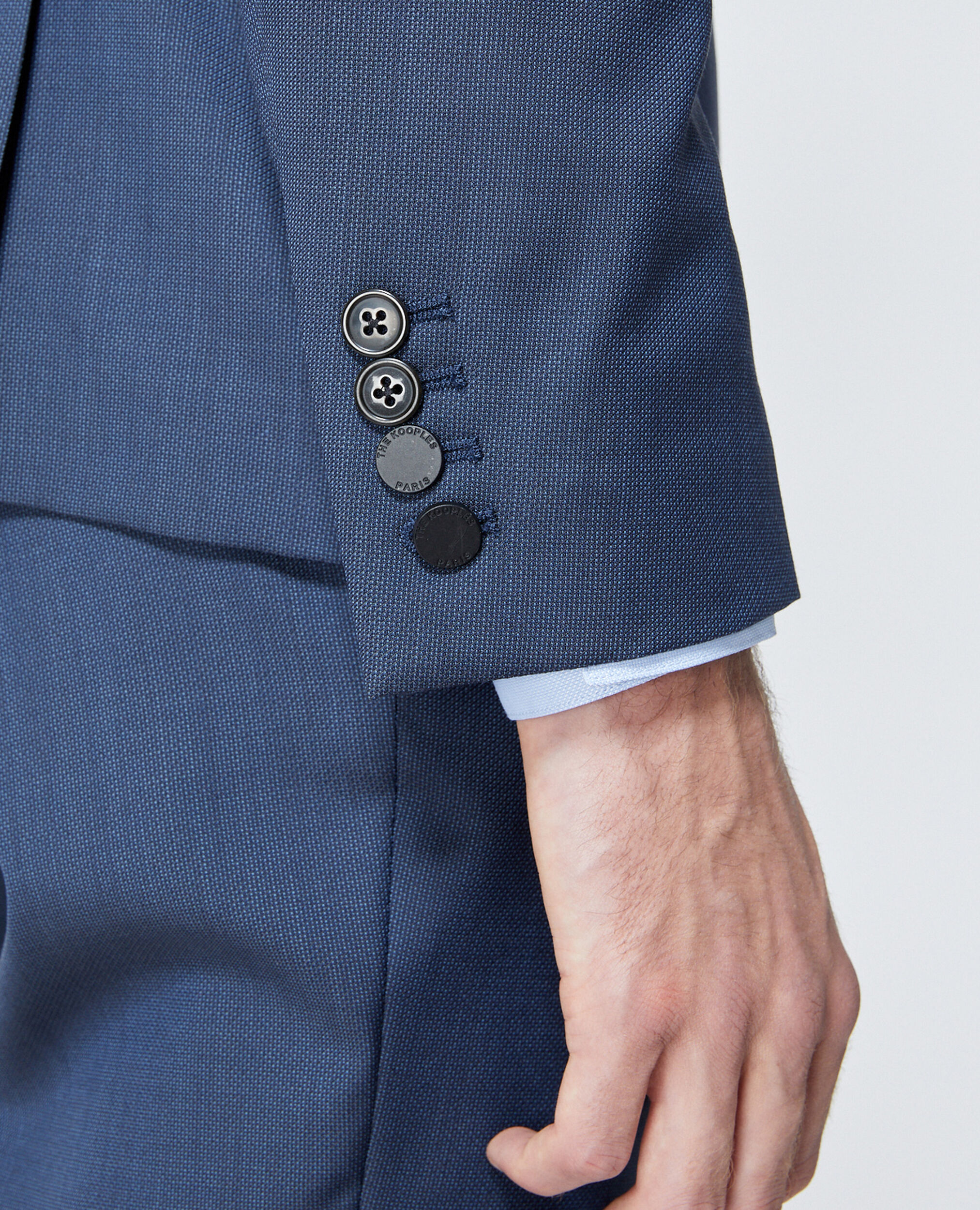 Textured wool formal blue jacket, BLUE, hi-res image number null