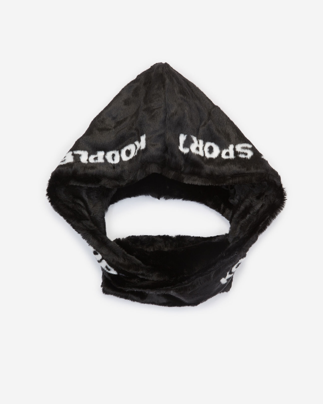 The Kooples WOMEN BLACK WHITE embroidered black faux fur scarf