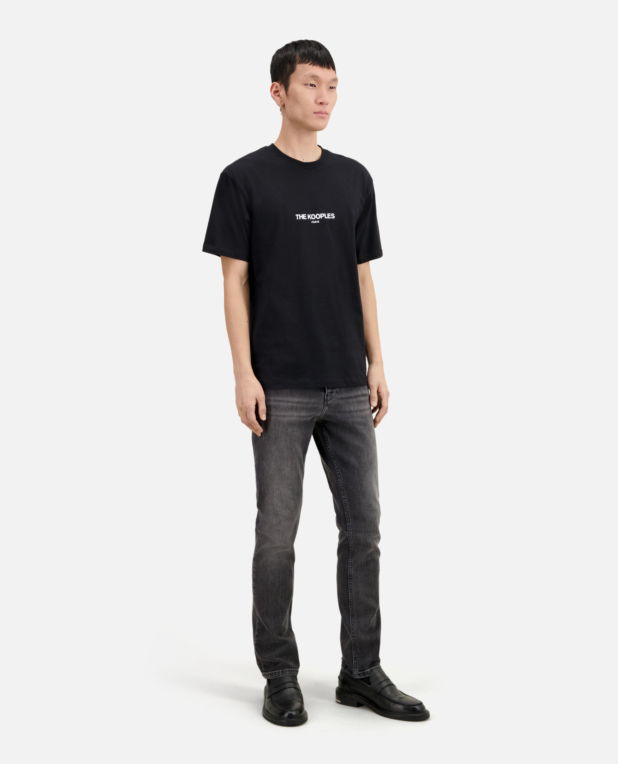 Men's black printed cotton t-shirt, BLACK, hi-res image number null