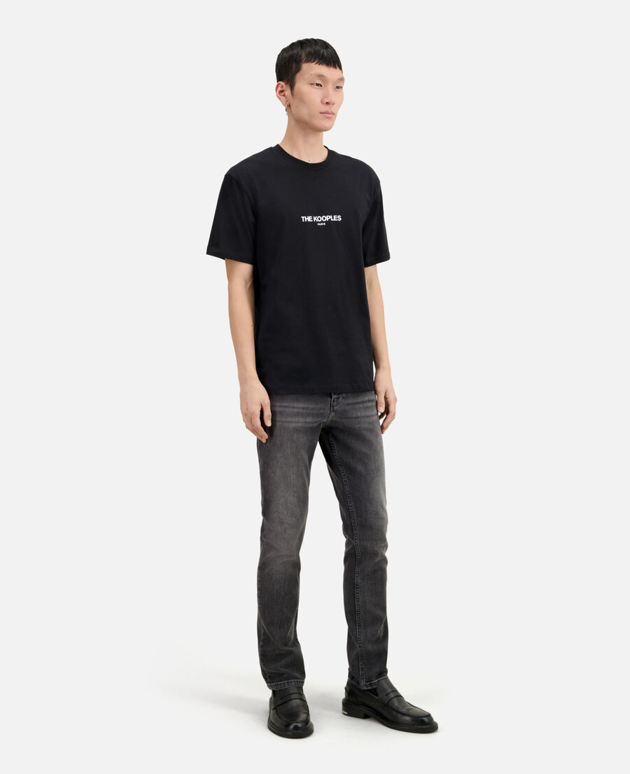 men's black printed cotton t-shirt