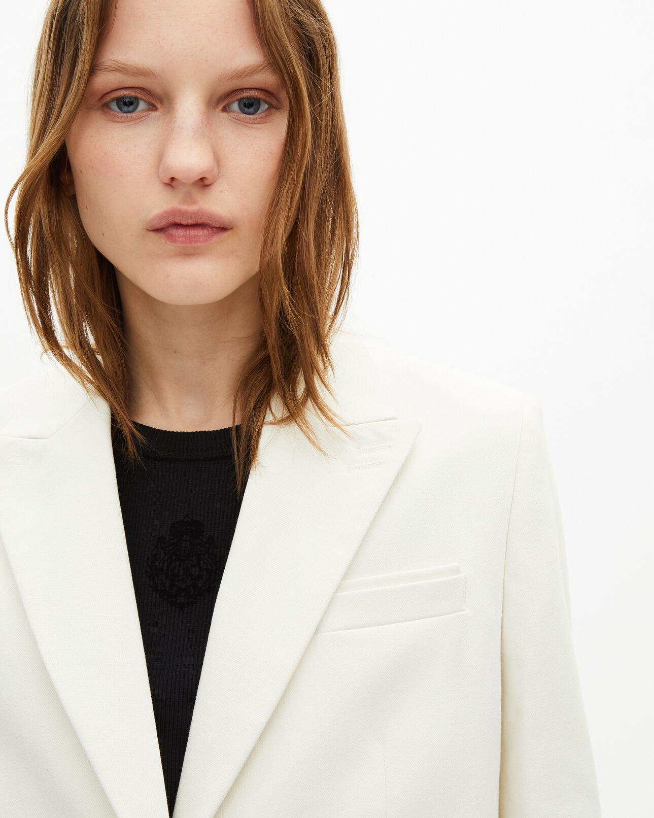 The Kooples WOMEN WHITE ecru cotton suit jacket