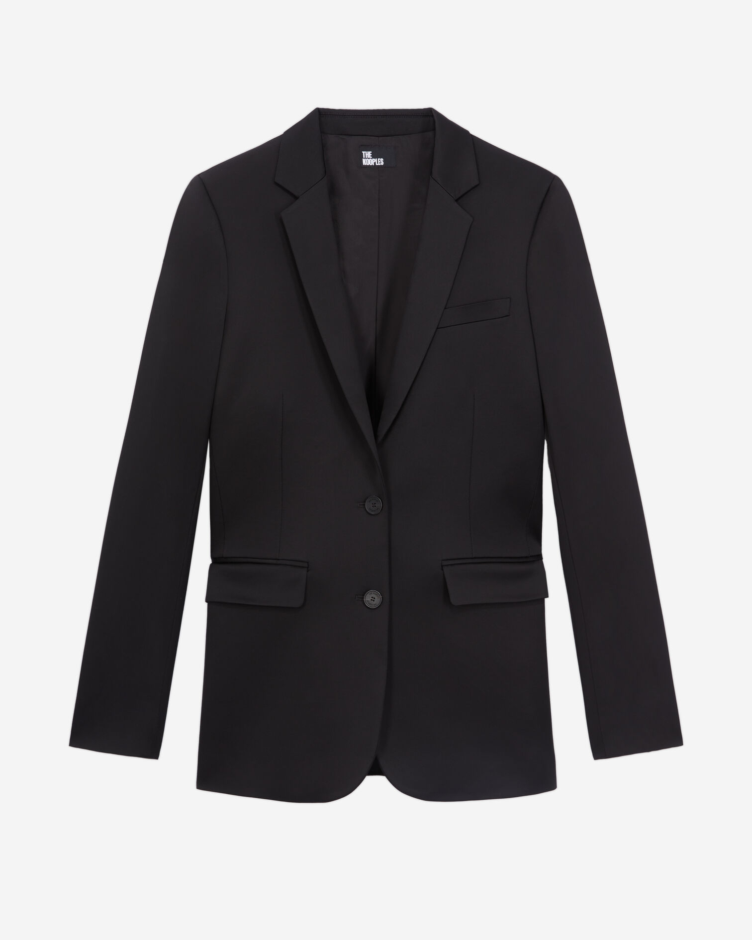 Schwarze Anzugjacke aus Satin, BLACK, hi-res image number null