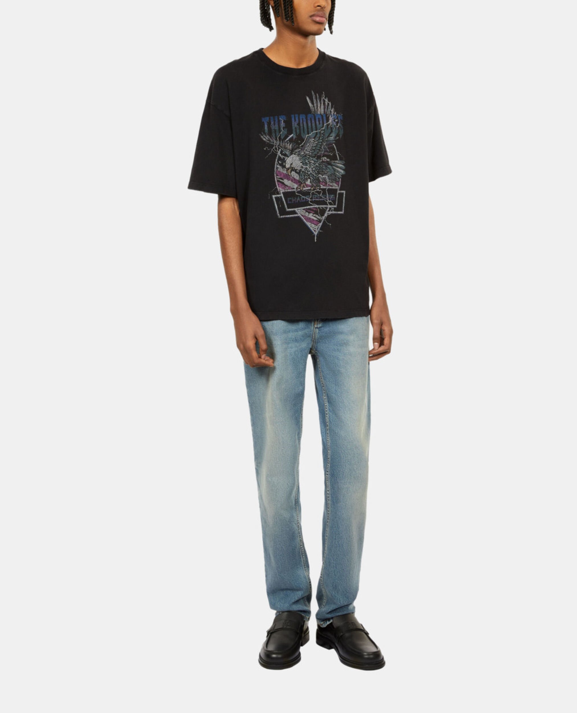 Black t-shirt with Chaos eagle serigraphy, BLACK WASHED, hi-res image number null