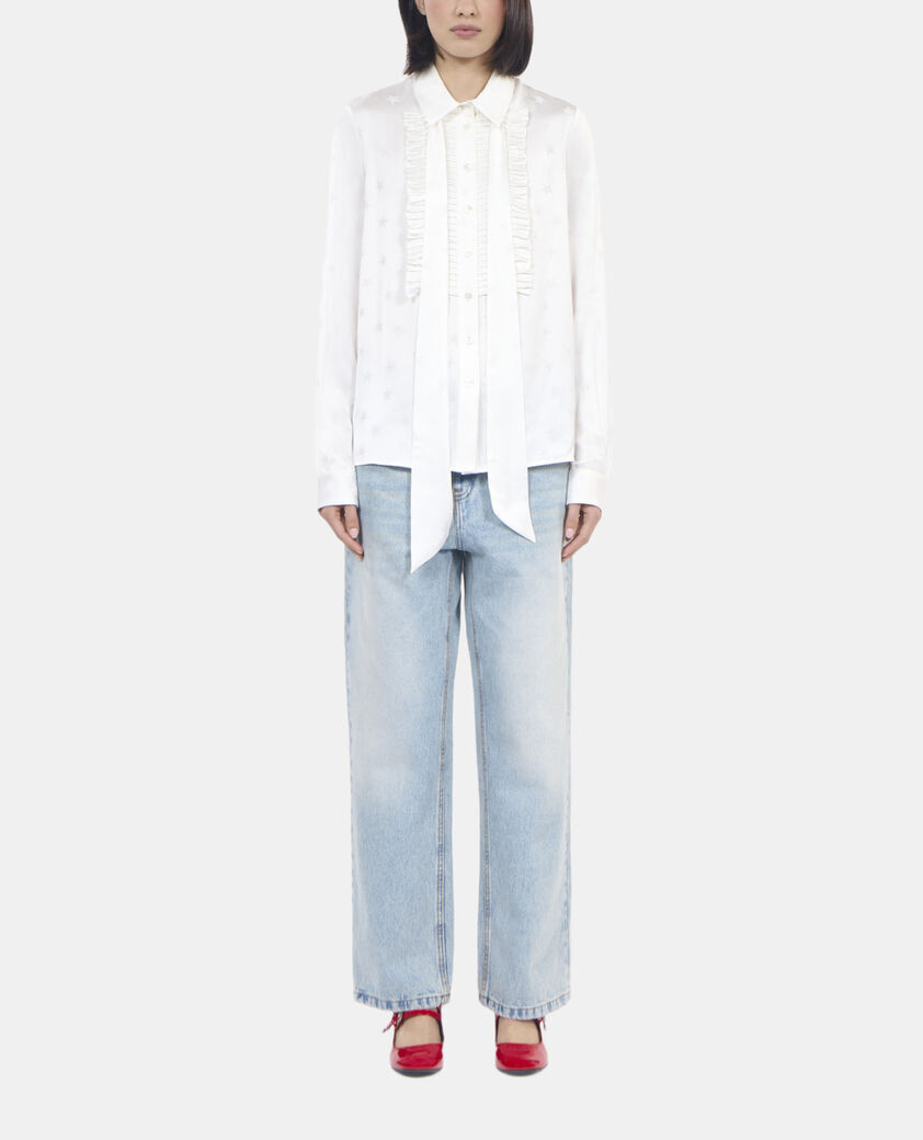 The Kooples MUJER ECRU camisa jacquard blanco crudo