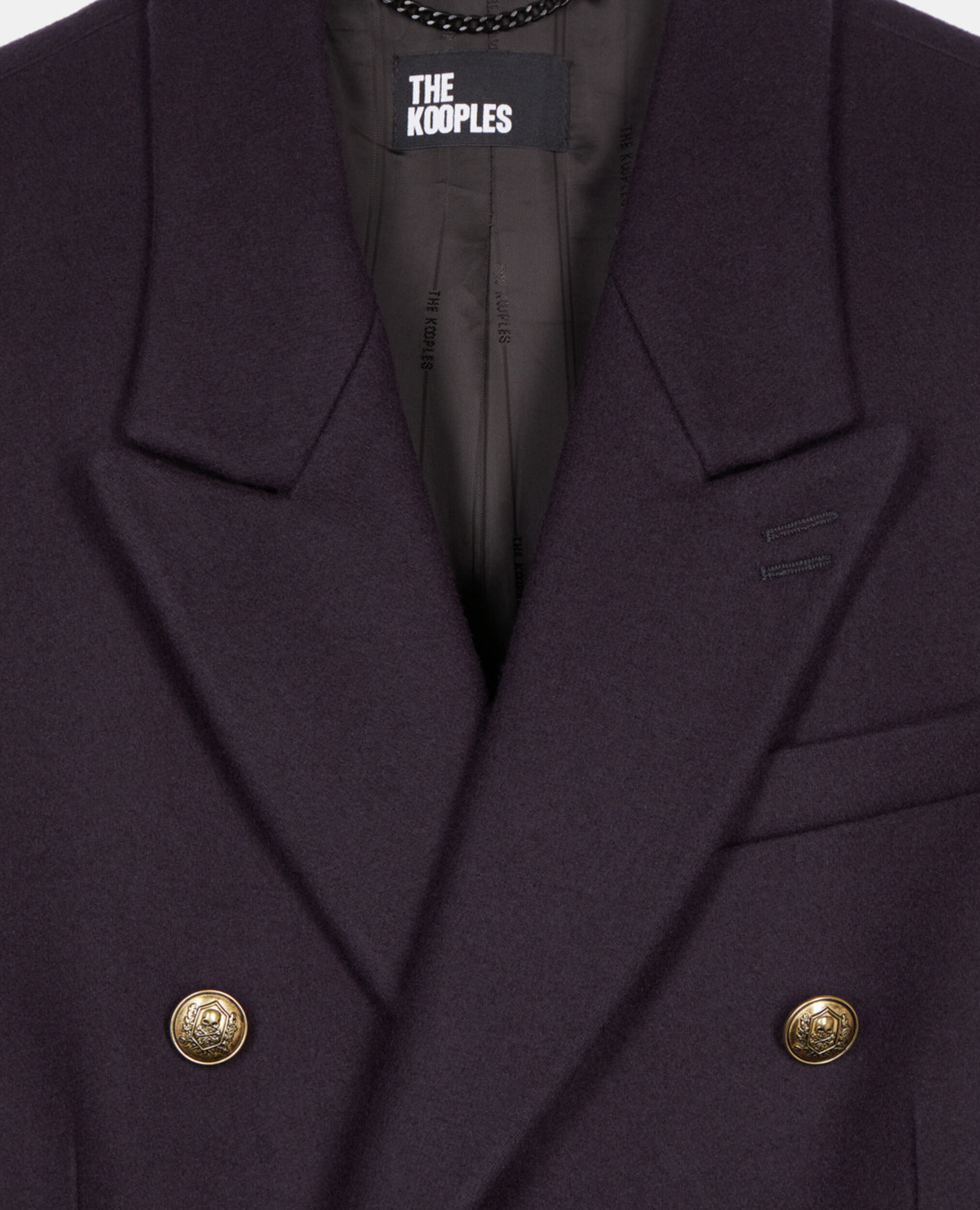 Manteau long en laine mélangée bleu marine, NAVY, hi-res image number null