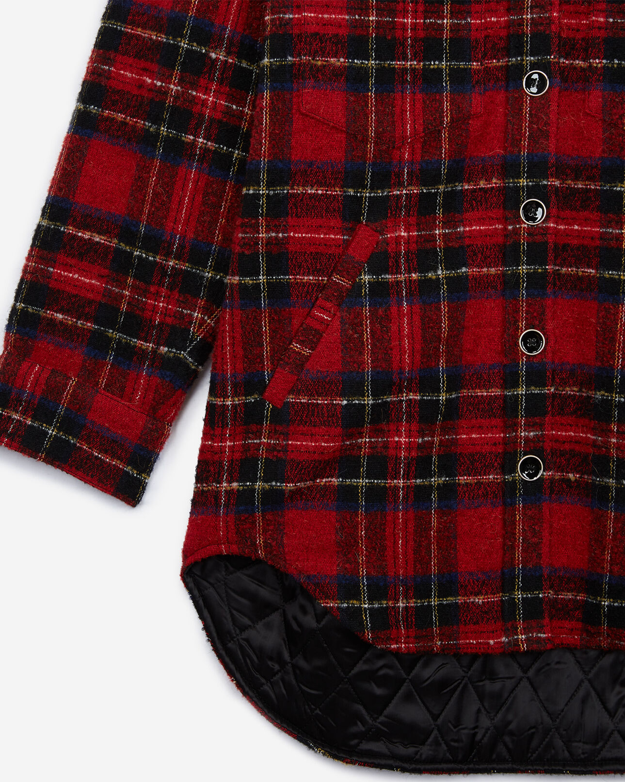 The Kooples FEMME BLACK - RED manteau bi-matière à carreaux