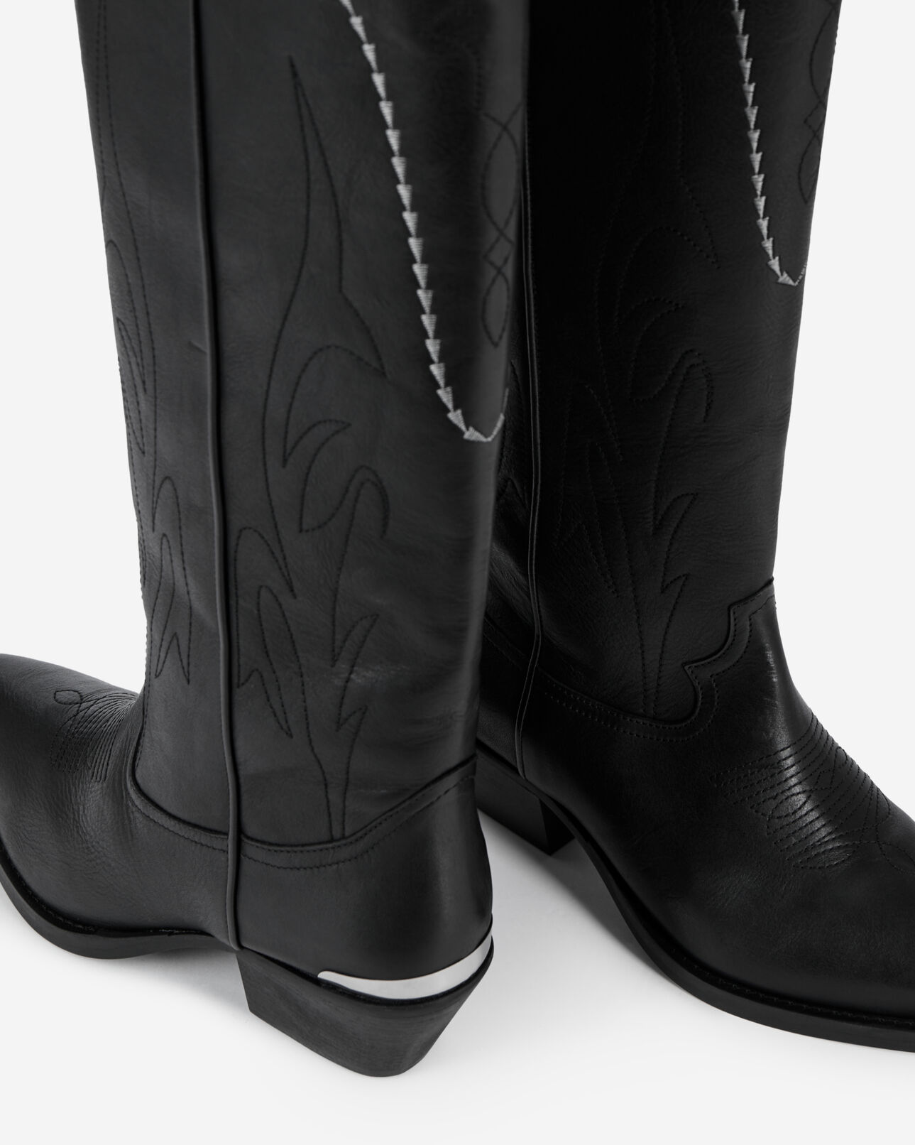 The Kooples FEMME BLACK bottes western en cuir noir