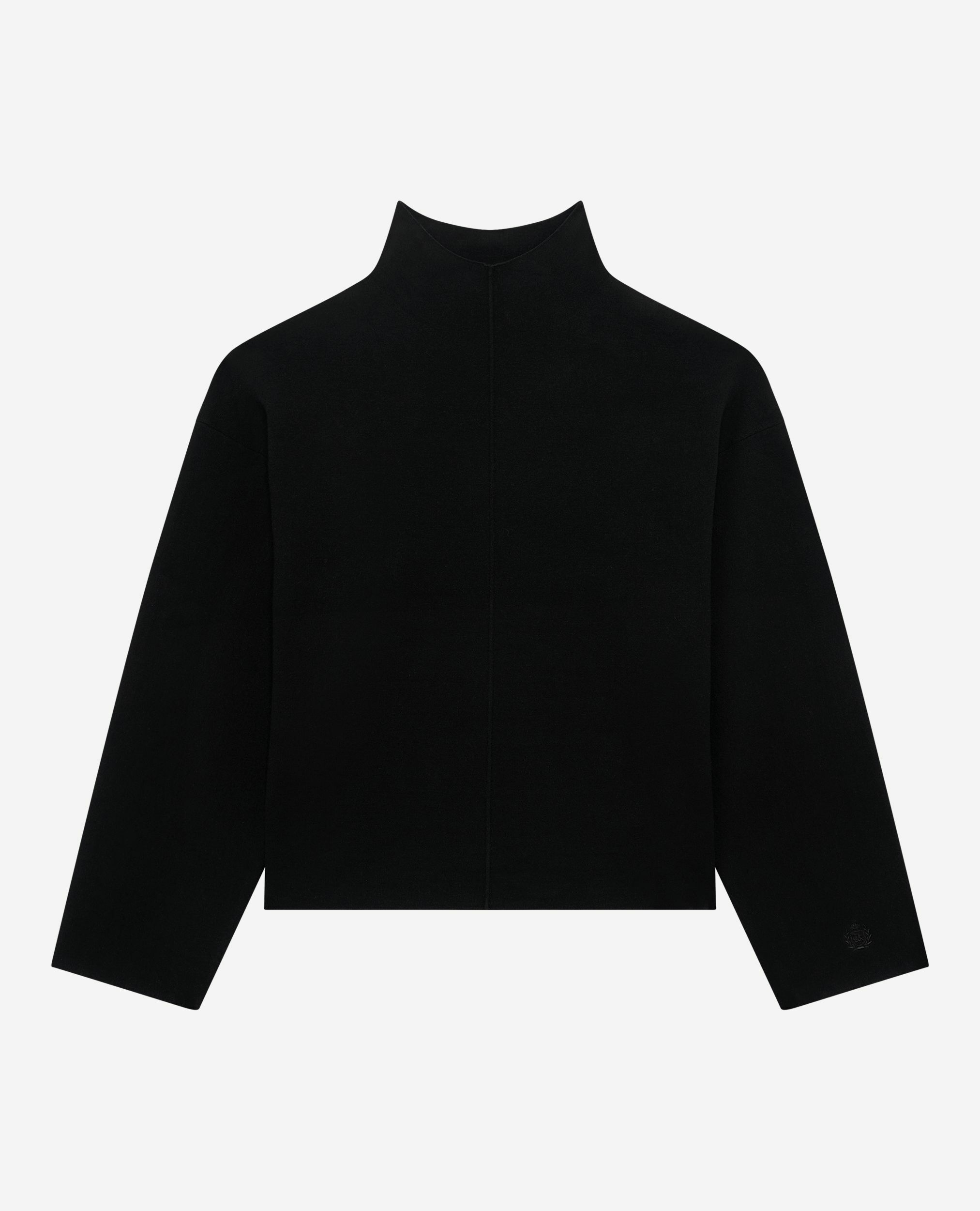 Black mock-neck sweater, BLACK, hi-res image number null
