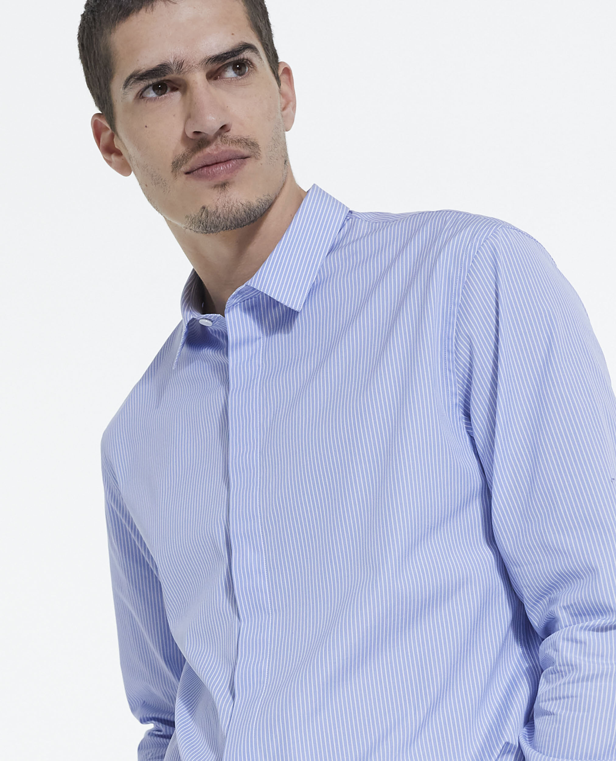 Chemise col classique à rayures, WHITE / SKY BLUE, hi-res image number null
