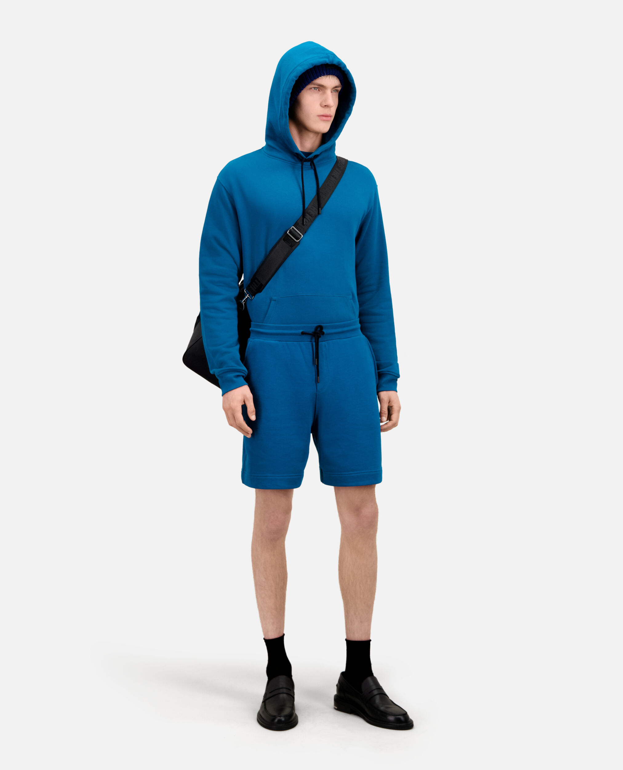 Blue cotton shorts, MEDIUM BLUE, hi-res image number null