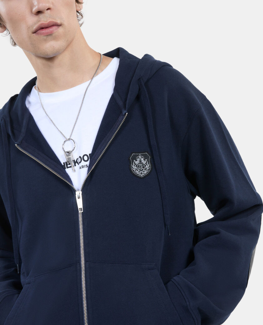The Kooples HERREN DARK BLUE blaues kapuzensweatshirt mit wappen