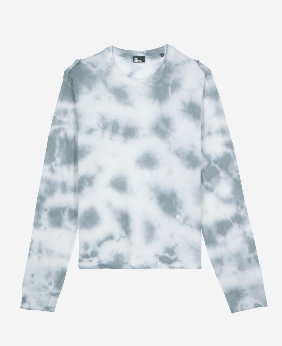 The Kooples H LIGHT BLUE/WHITE blue tie and dye merino wool sweater