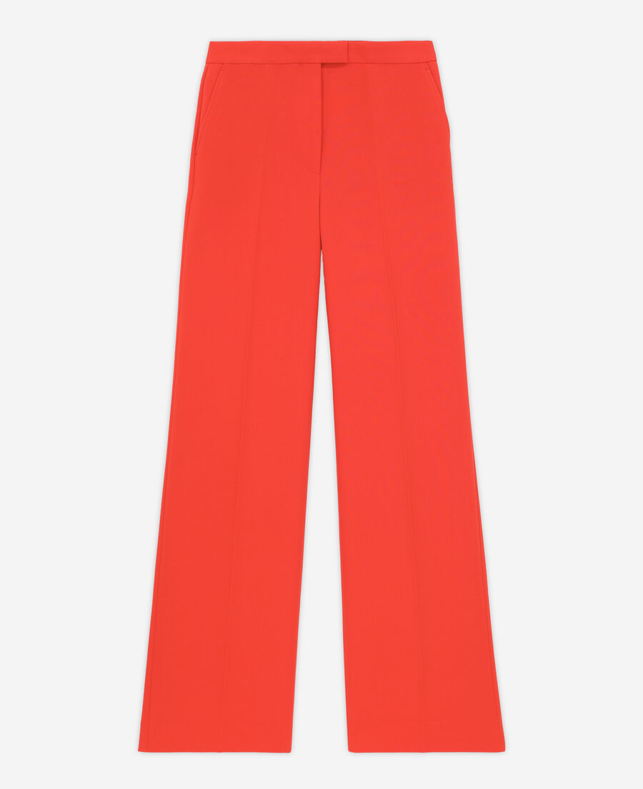 pantalon tailleur orange en crêpe