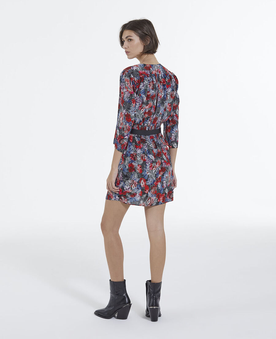 robe courte en soie à imprimé fleuri
