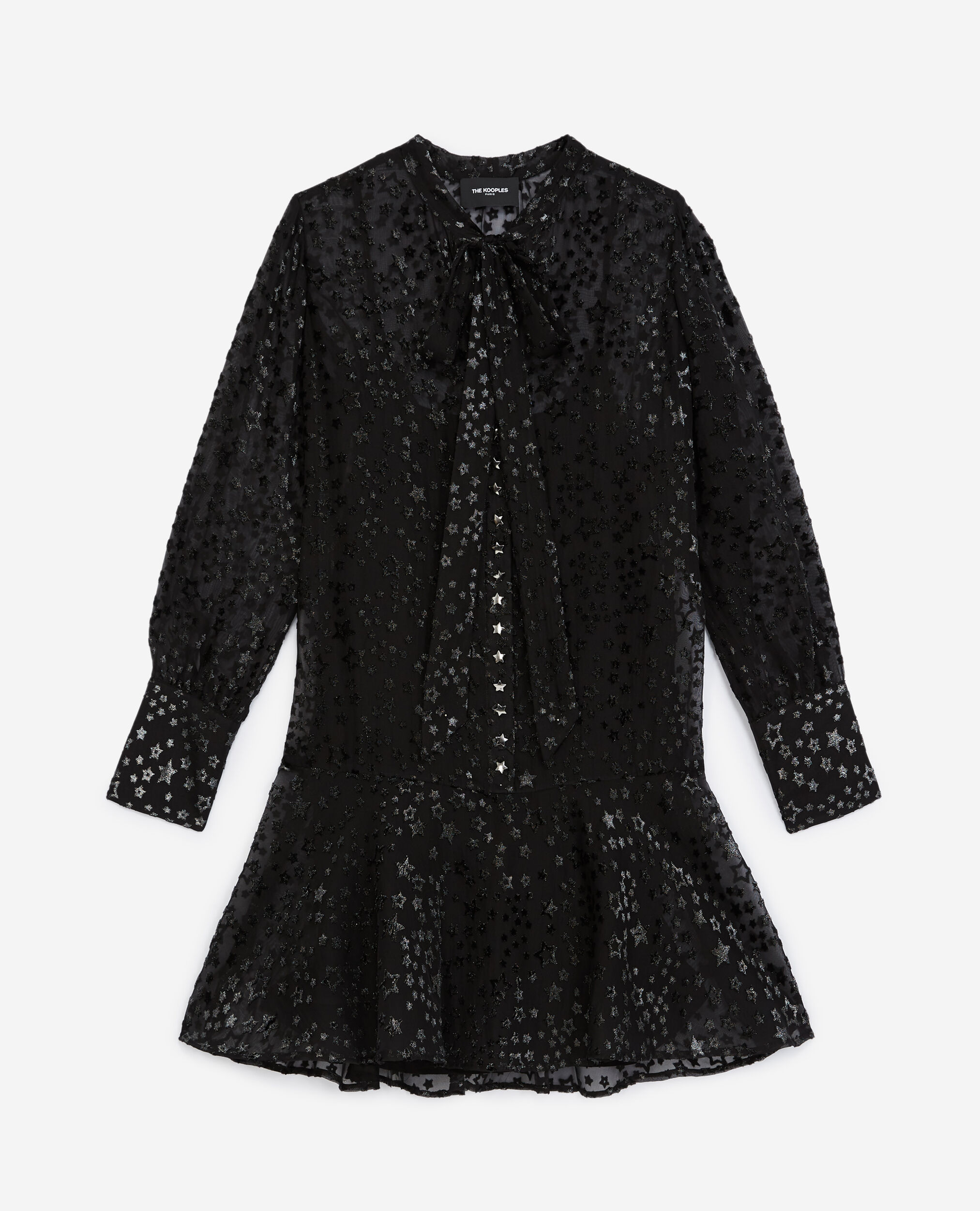 Kurzes Kleid schwarz Sternprint, BLACK, hi-res image number null