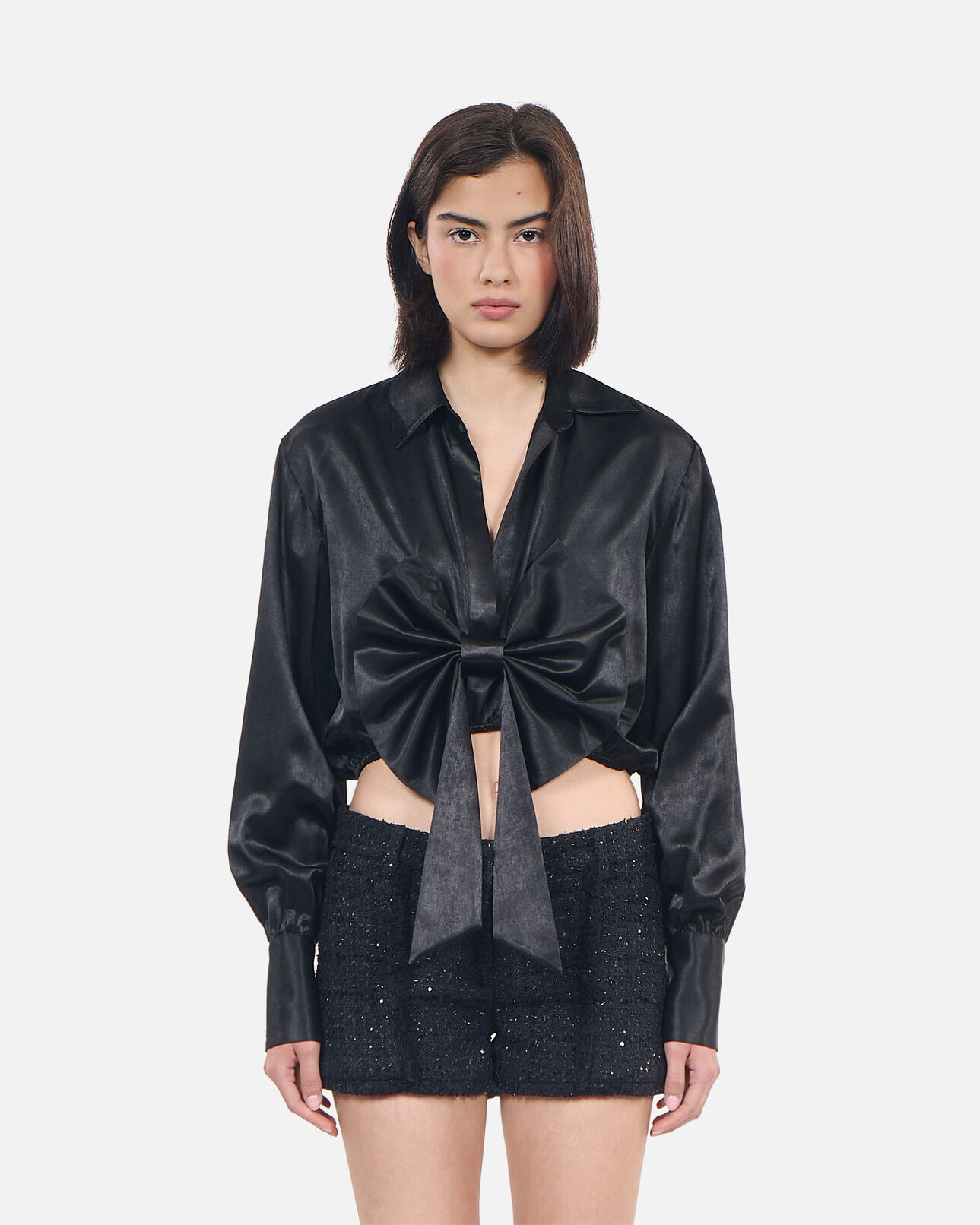 The Kooples FEMME BLACK top à nœud noir