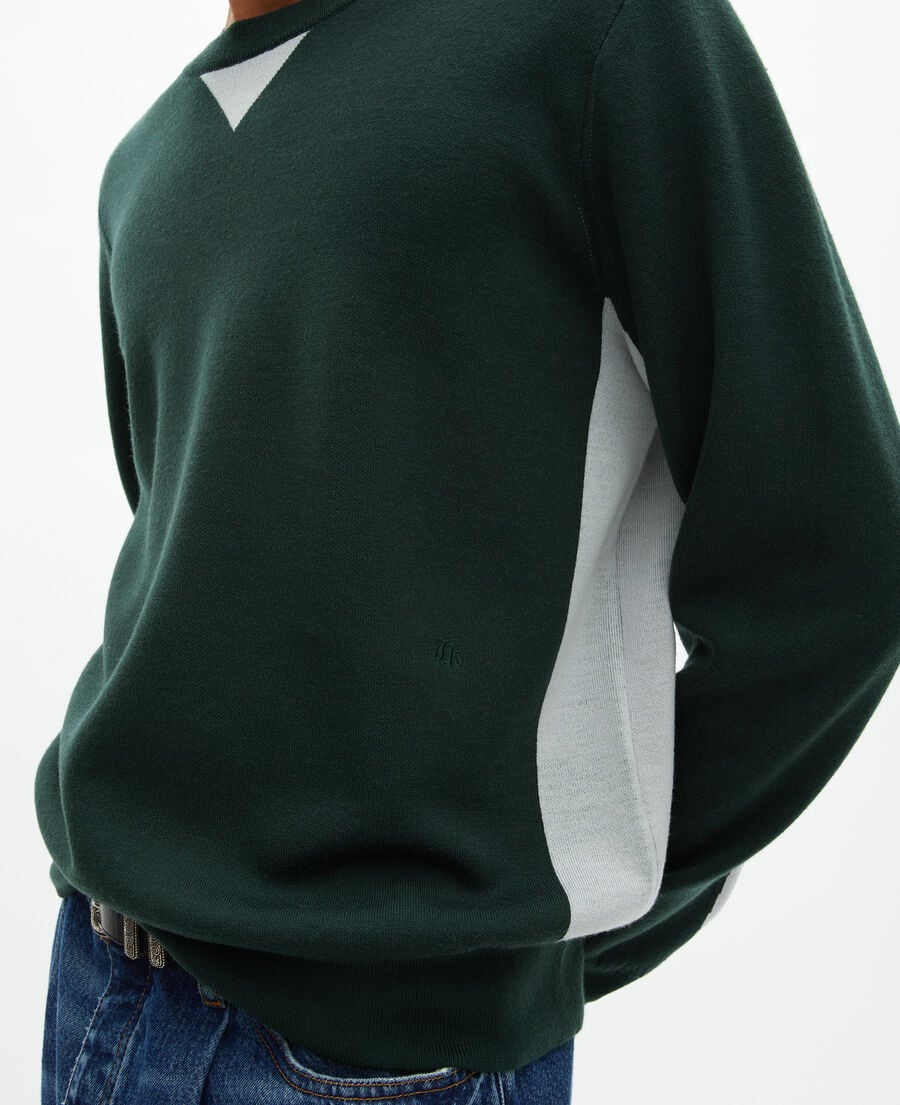The Kooples HERREN GREY / GREEN pullover mit farbkontrasten dunkelgr&uuml;n