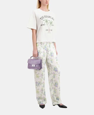 The Kooples DAMEN ECRU ecrufarbenes t-shirt mit surf-club-siebdruck