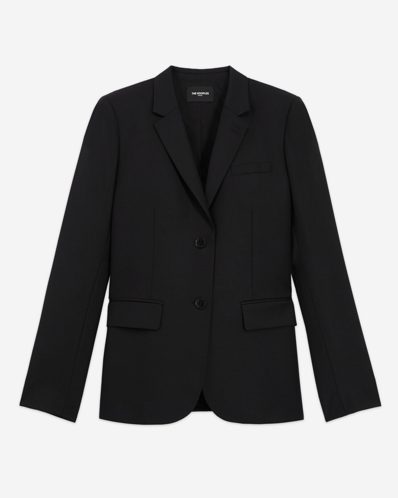 The Kooples WOMEN BLACK black wool suit jacket cinched cut