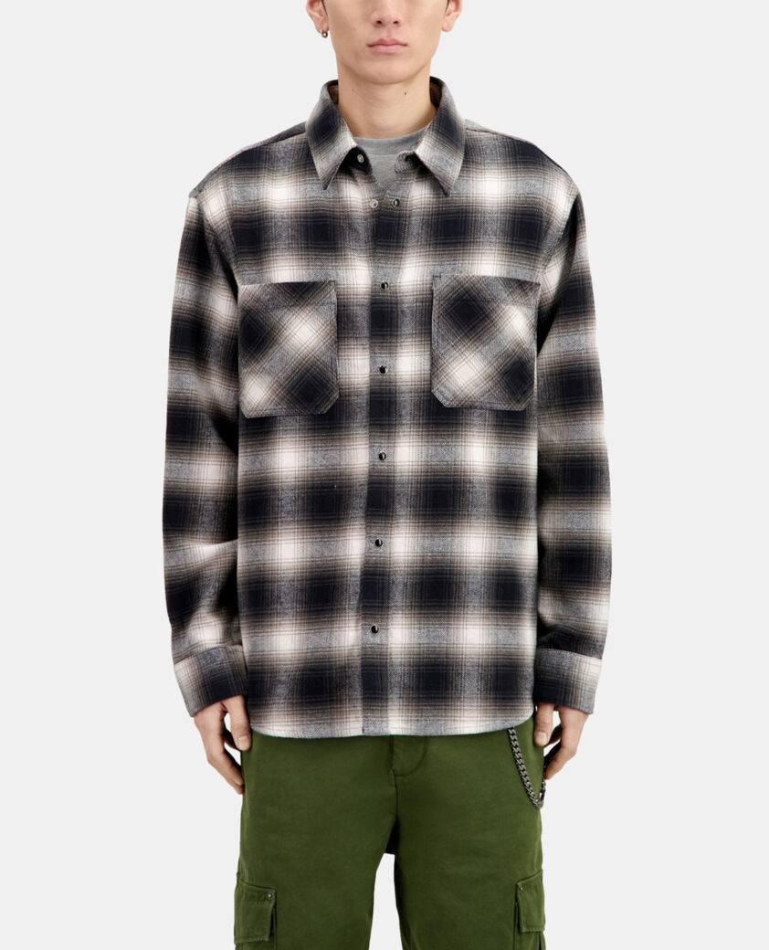 The Kooples HOMME BLACK GREY surchemise à carreaux noirs et blancs