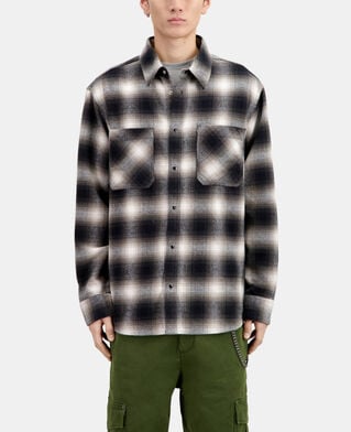 The Kooples HOMME BLACK GREY surchemise à carreaux noirs et blancs