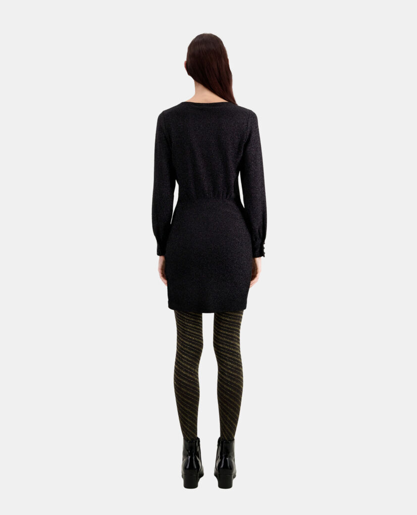 The Kooples FEMME BLACK robe courte noire effet pailleté