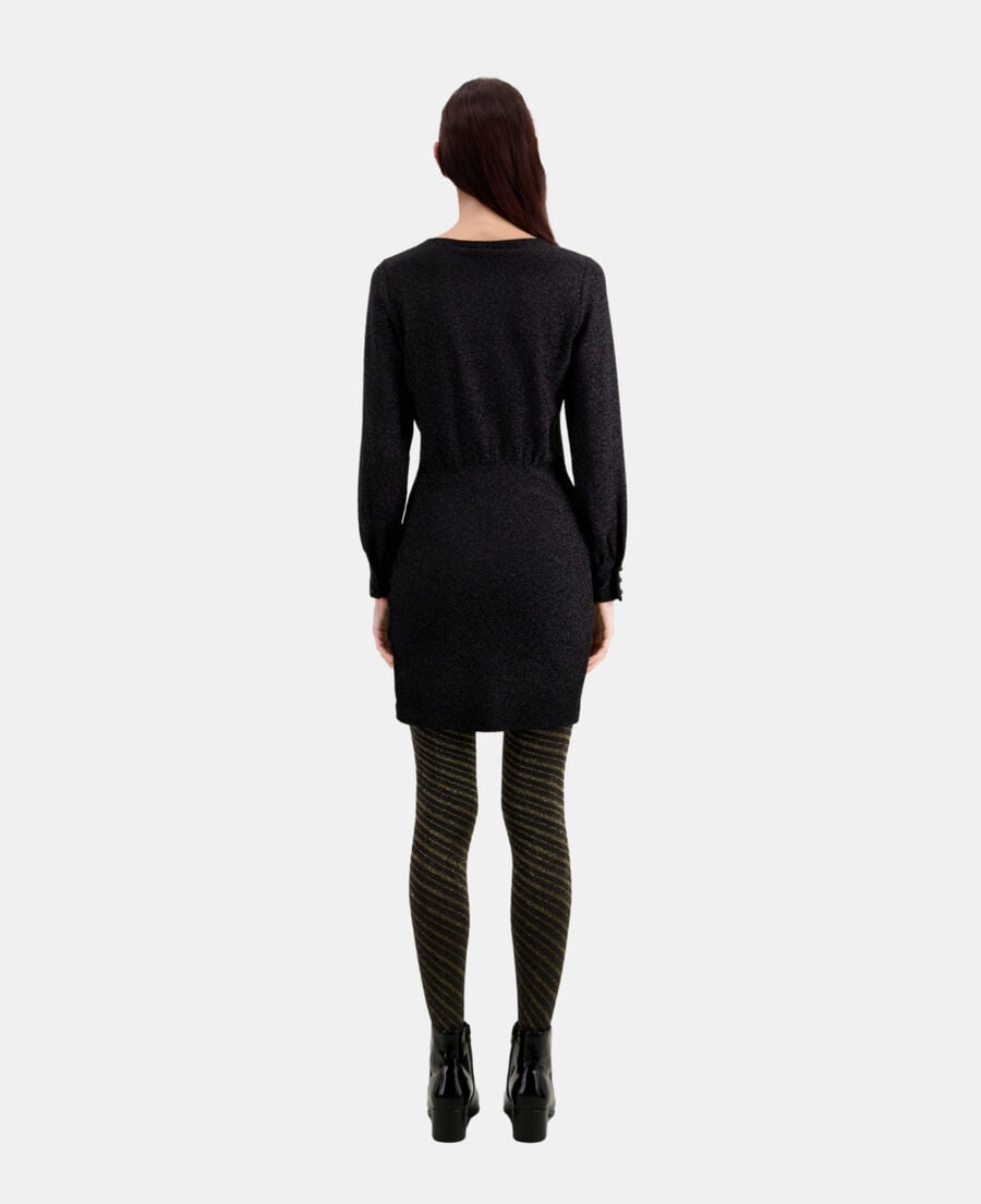 The Kooples FEMME BLACK robe courte noire effet pailleté