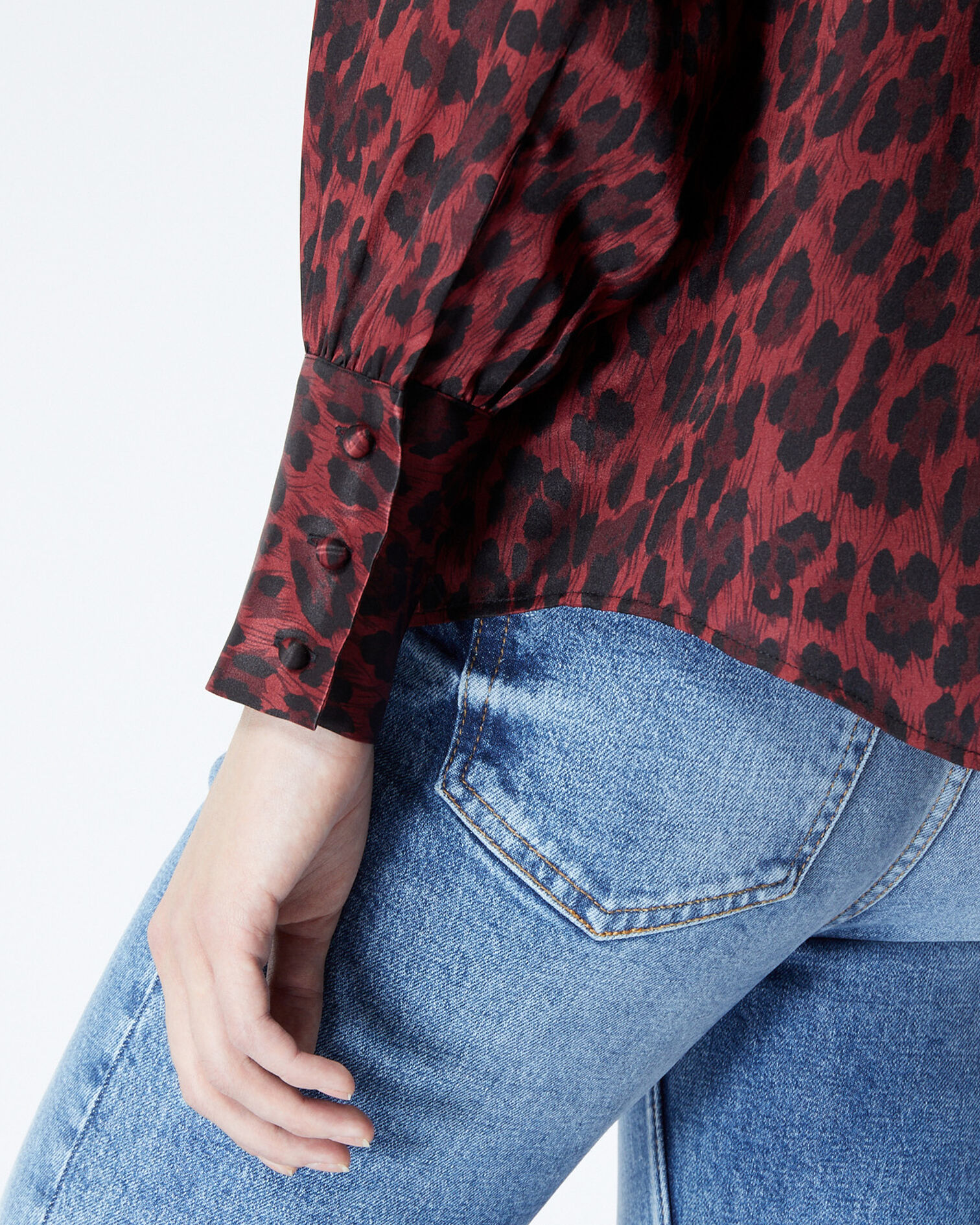Burgundy shirt with leopard motif, PURPLE, hi-res image number null