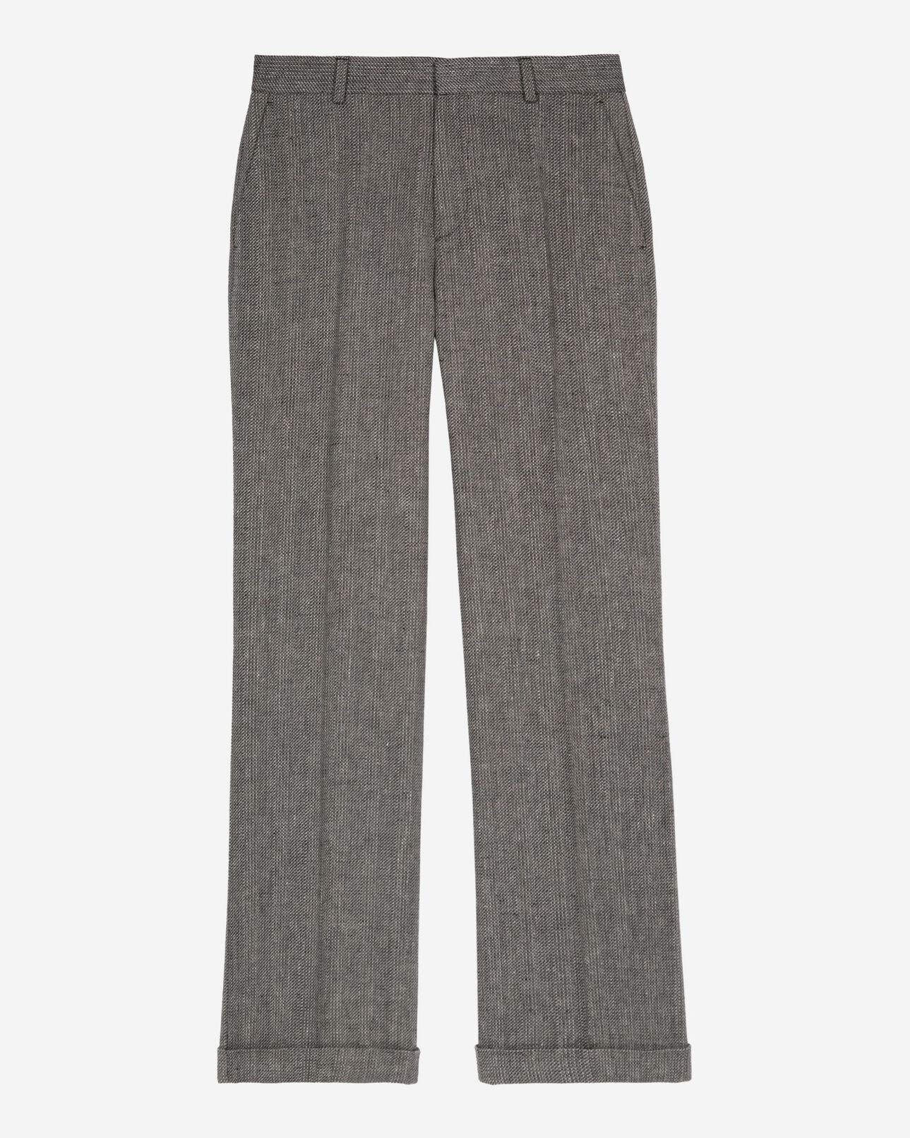 The Kooples WOMEN GREY grey wool and linen straight-leg tailored pants