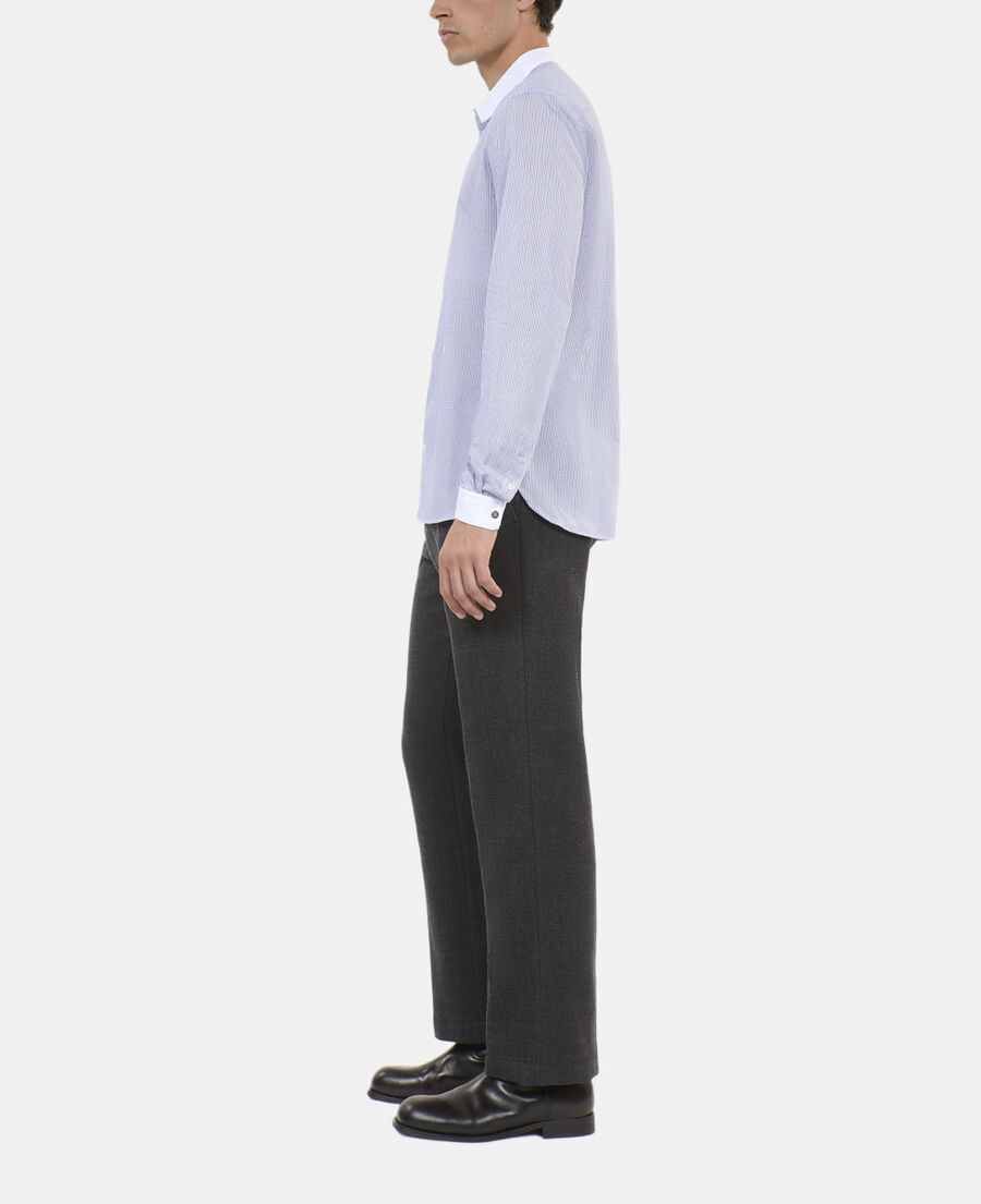 The Kooples HERREN WHITE / BLUE elegantes, blau-weiß kariertes hemd