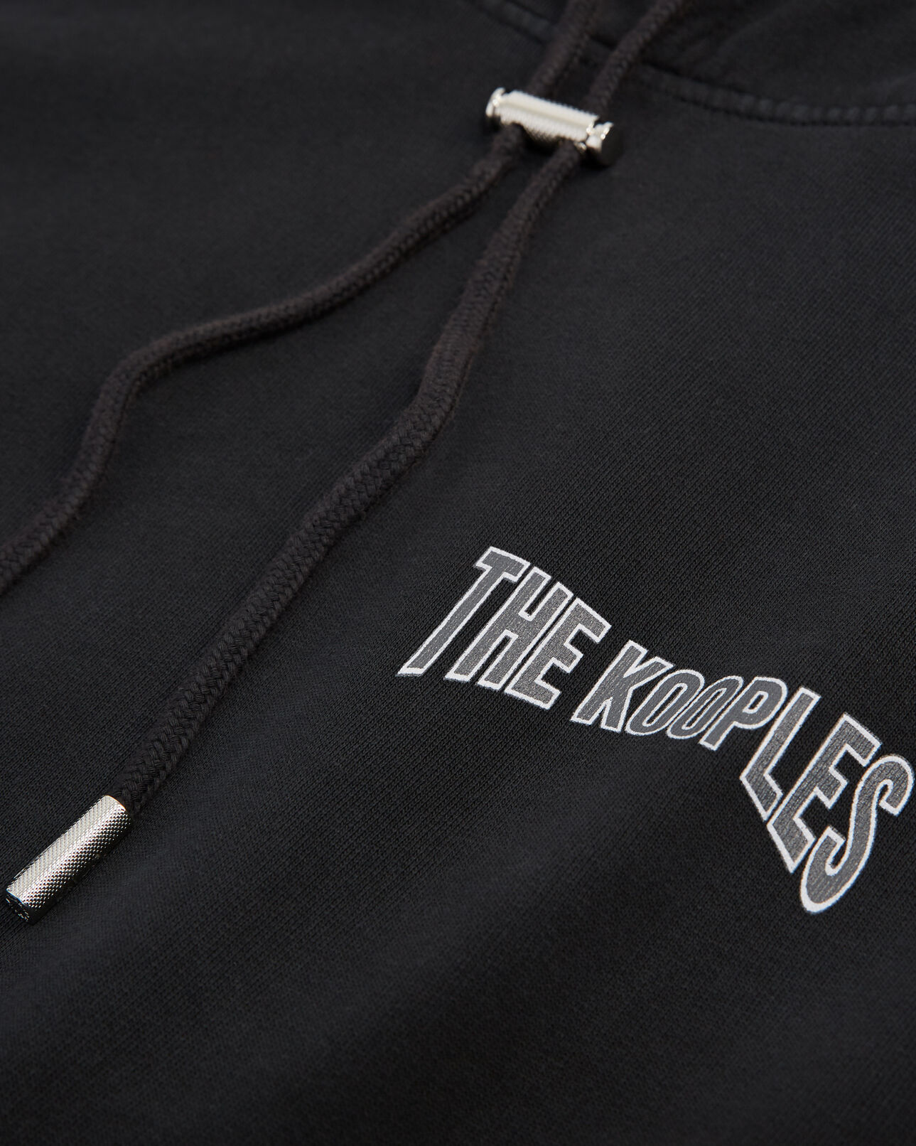 The Kooples WOMEN BLACK WASHED printed faded black sweatshirt with hood