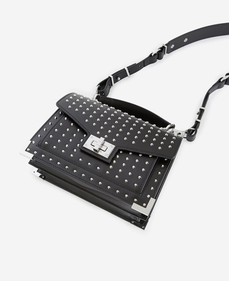 studded small emily bag in black leather