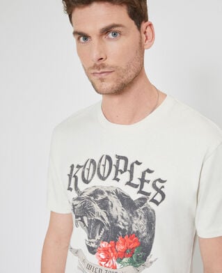 The Kooples HOMME LIGHT BEIGE t-shirt avec s&eacute;rigraphie panth&egrave;re beige