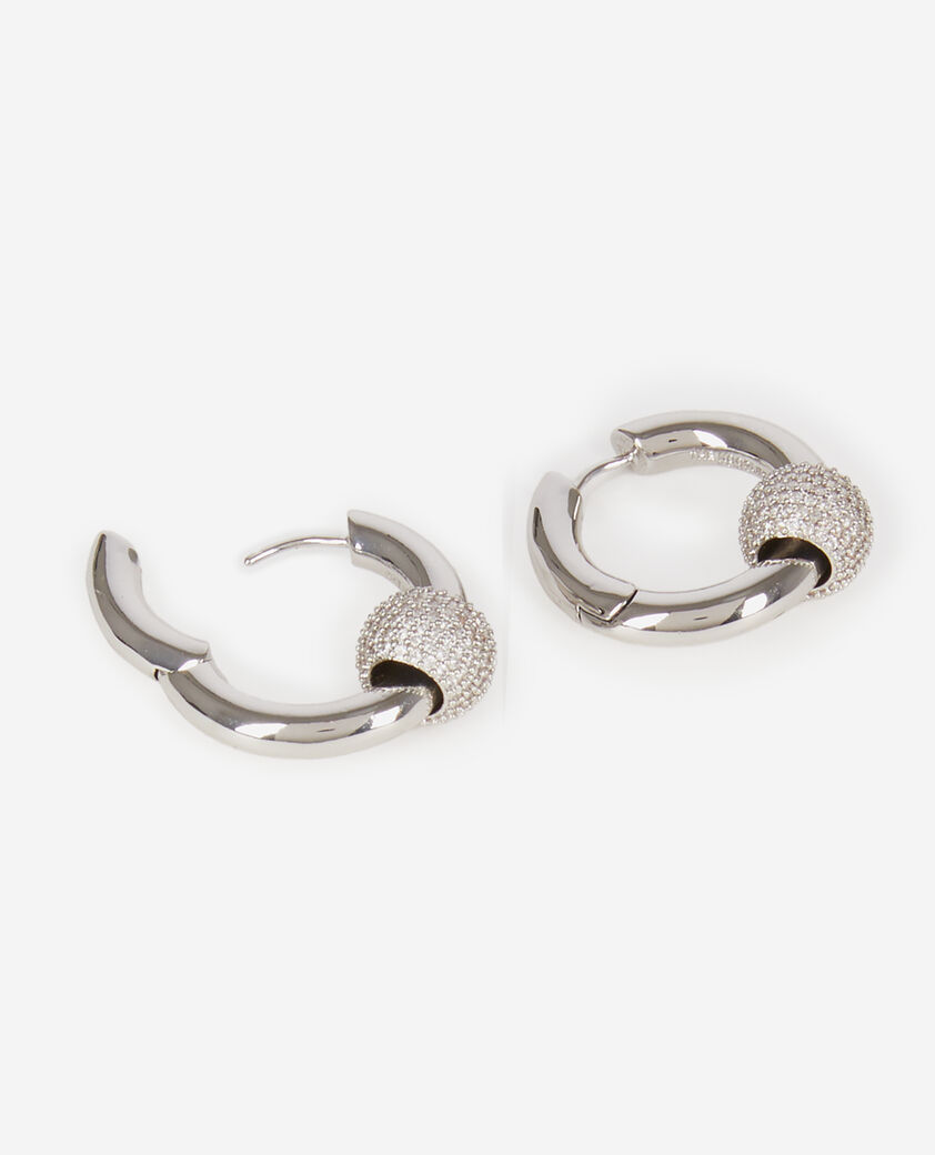 The Kooples F SILVER silver and rhinestone creole earrings