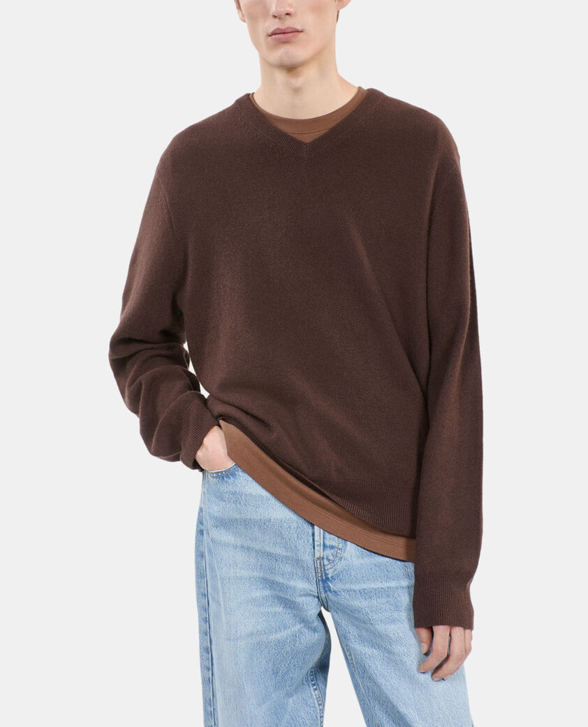 The Kooples HOMME BROWN pull en cachemire marron