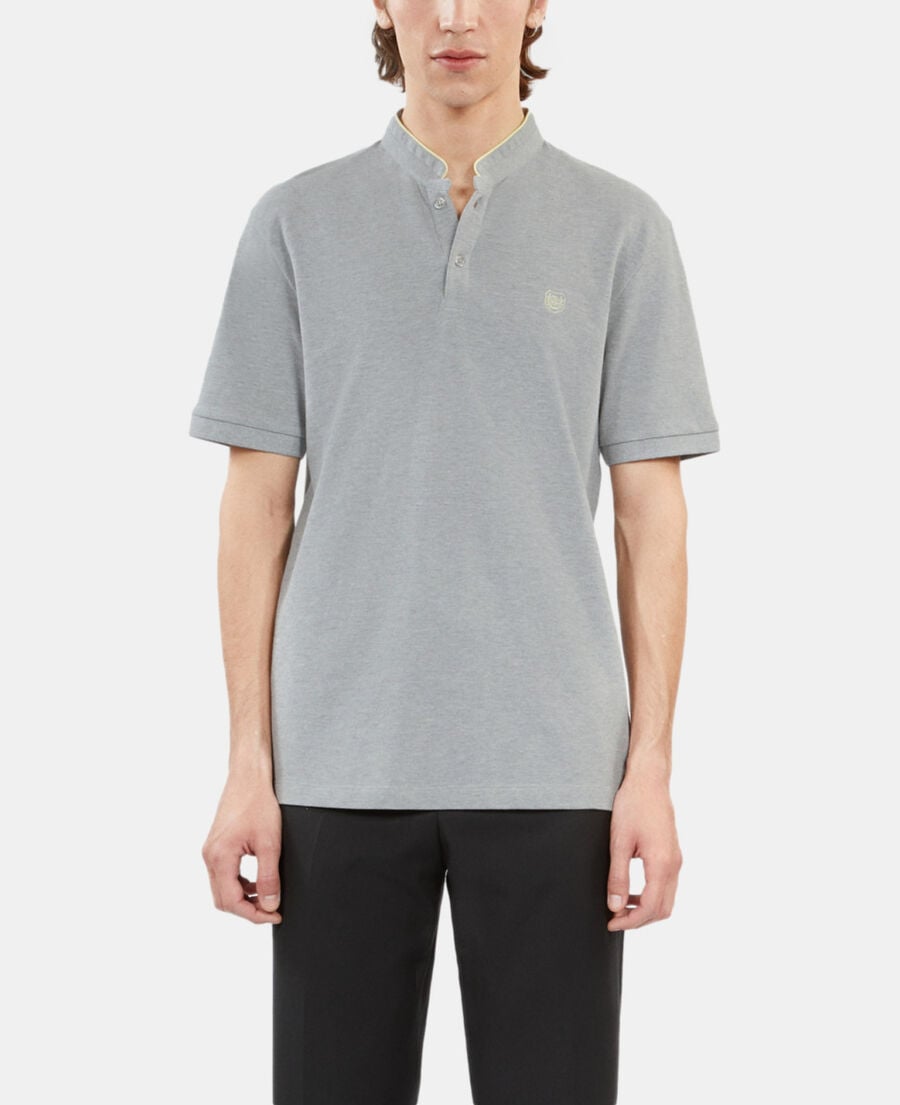The Kooples HOMME GREY YELLOW polo en coton piqu&eacute; gris