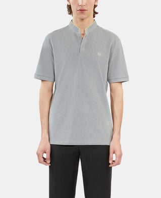 The Kooples HOMME GREY YELLOW polo en coton piqu&eacute; gris