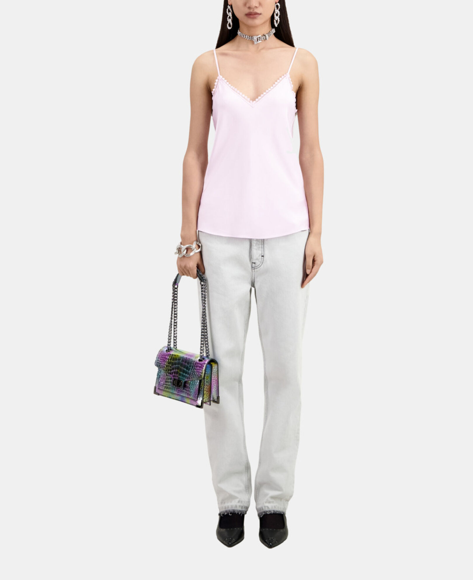 The Kooples MUJER PALE PINK camiseta interior rosa detalles encaje