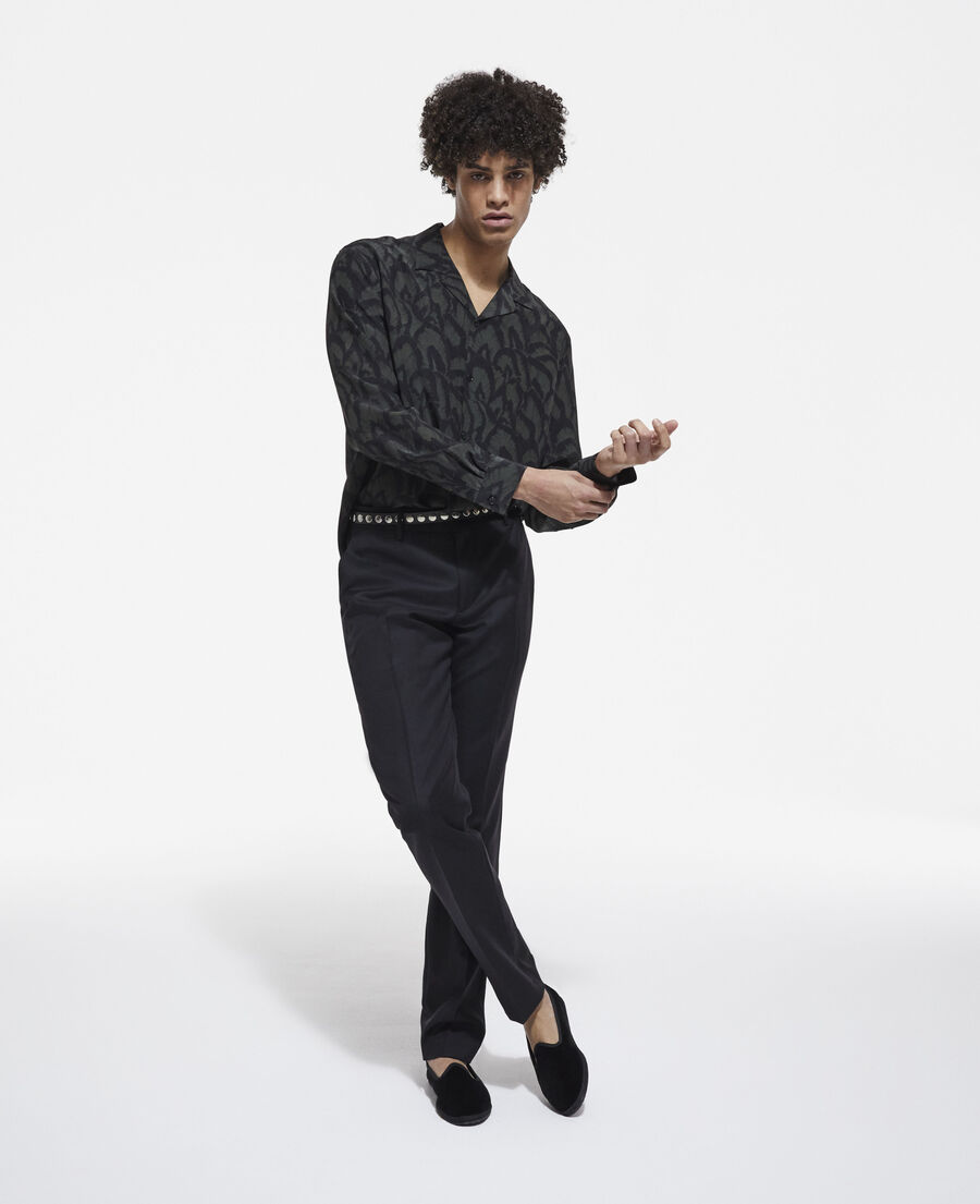 chemise col hawaïen en soie imprimée