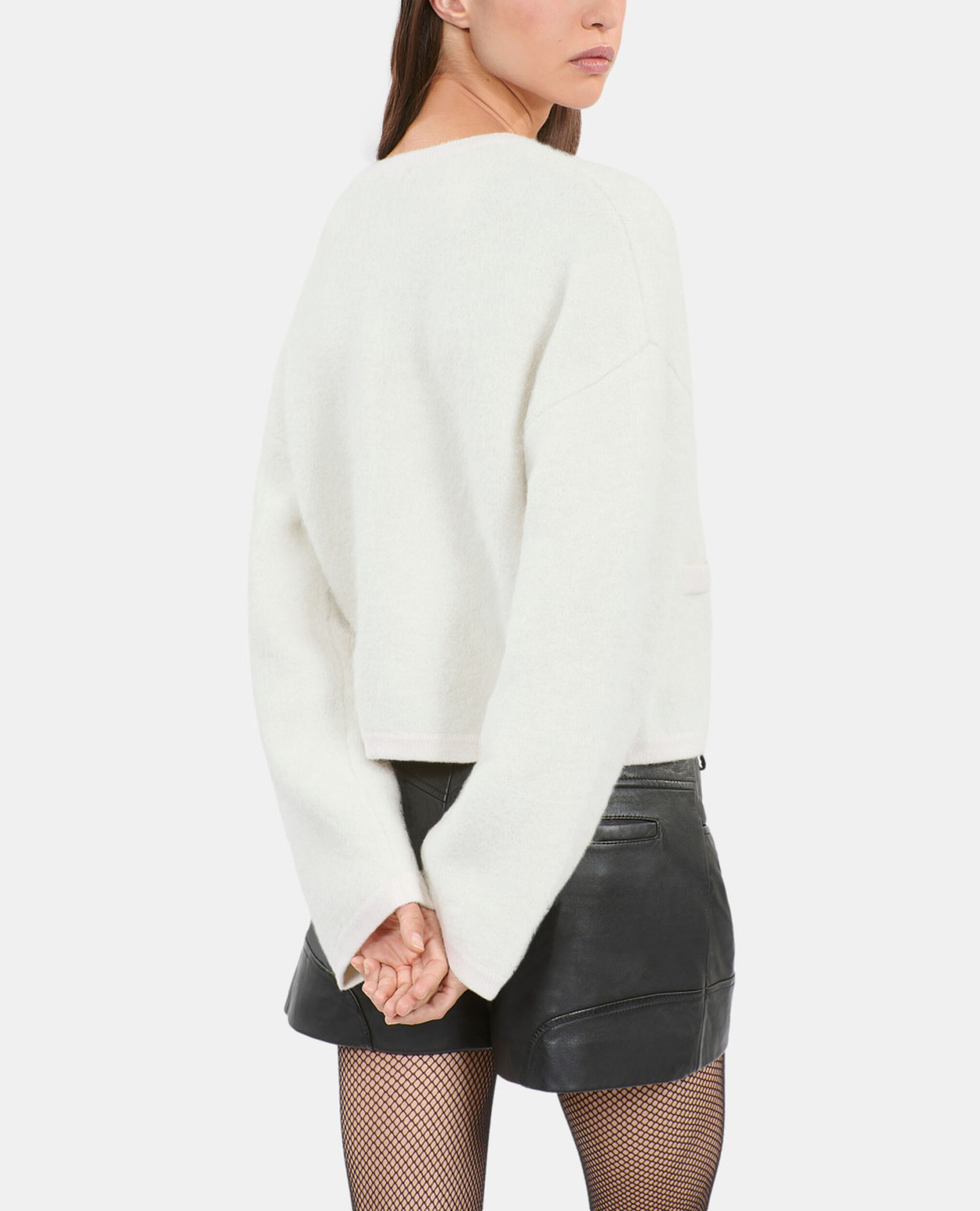 Ecru alpaca and wool cardigan, ECRU, hi-res image number null