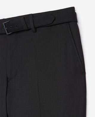 The Kooples HOMME BLACK pantalon de costume en laine à ceinture intégrée noir coupe ajustée