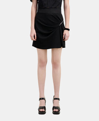 The Kooples F BLACK short black crepe skirt with zipper