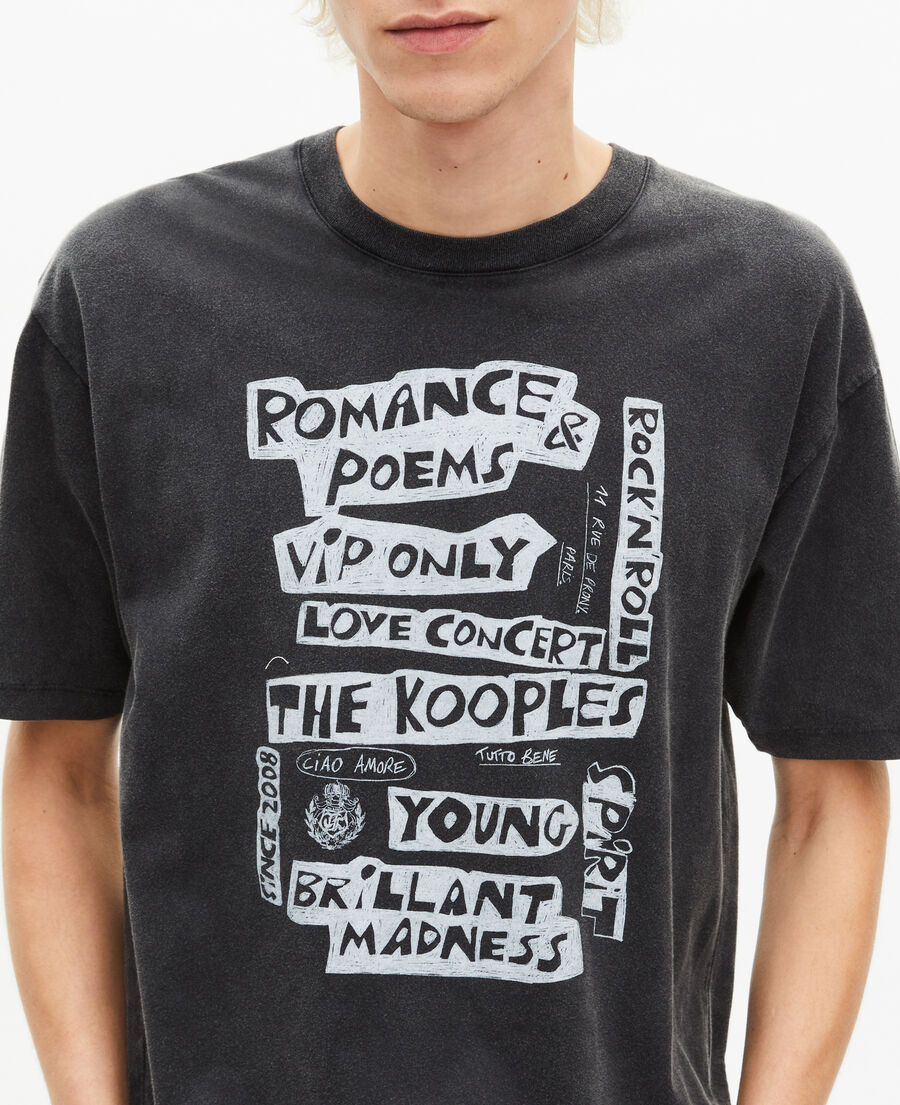 The Kooples HERREN BLACK WASHED t-shirt mit siebdruck romance poems schwarz