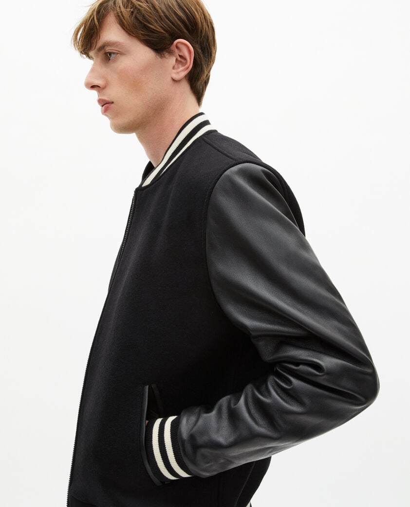 The Kooples HOMME BLACK blouson en laine varsity noir