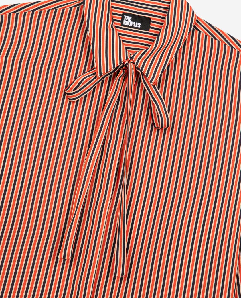 The Kooples FEMME DARK NAVY / FIRE RED chemise à rayures rouge et bleue