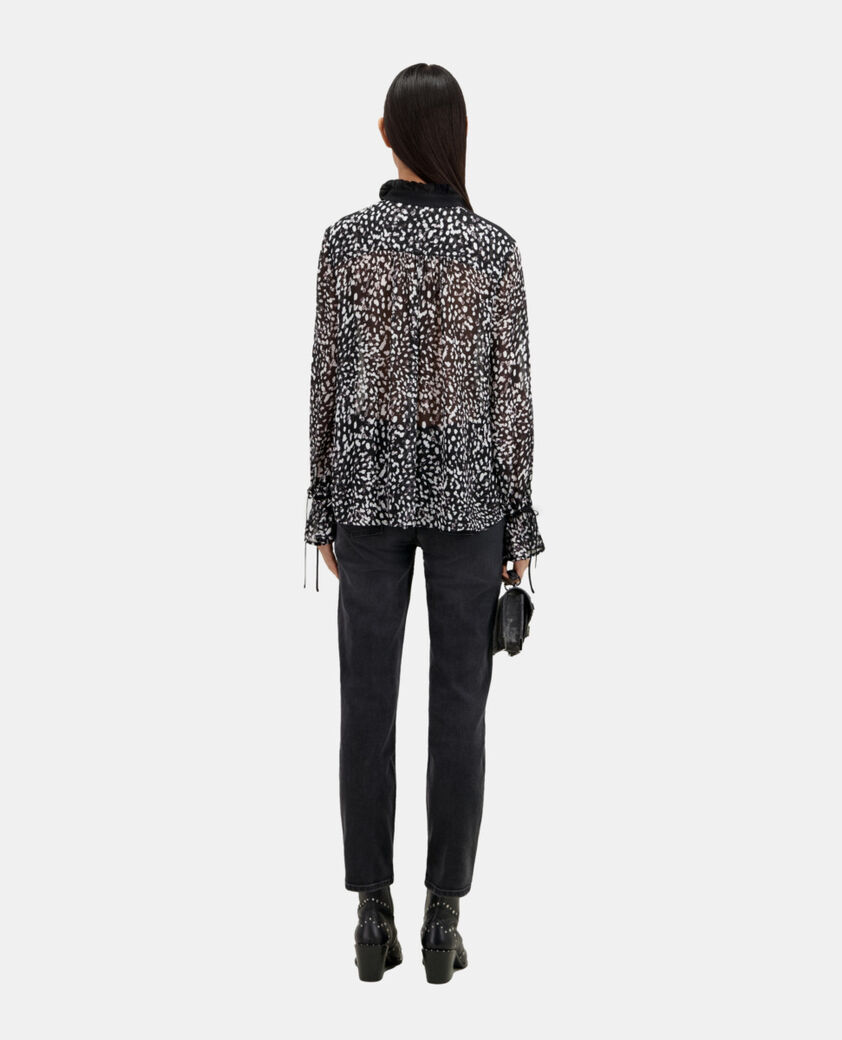 The Kooples FEMME BLACK WHITE top imprimé avec détails contrastés