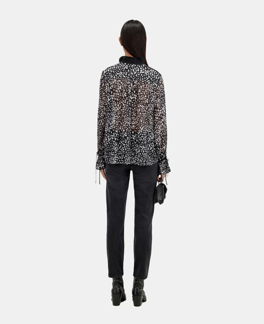 The Kooples FEMME BLACK WHITE top imprimé avec détails contrastés