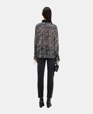 The Kooples FEMME BLACK WHITE top imprimé avec détails contrastés