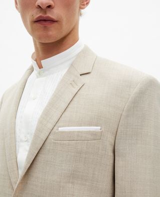 The Kooples HERREN BEIGE beigefarbene, schmal geschnittene anzugjacke aus wolle