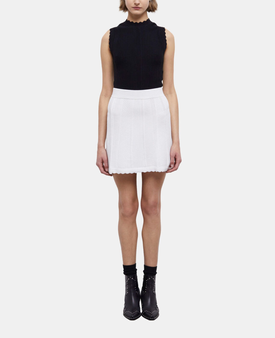 The Kooples DAMEN WHITE kurzer, wei&szlig;er strickrock